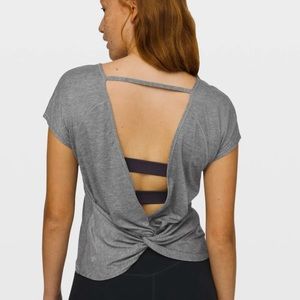 LULULEMON Twist Back Tee. Size 6. Heathered core Medium Grey. Like New.